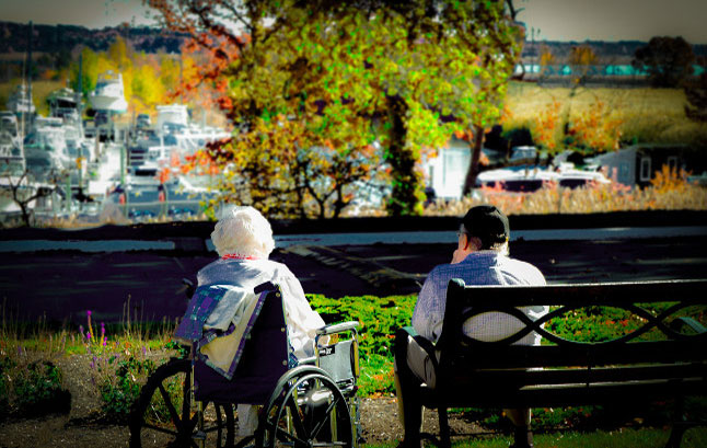 Couple enjoys fall scenery